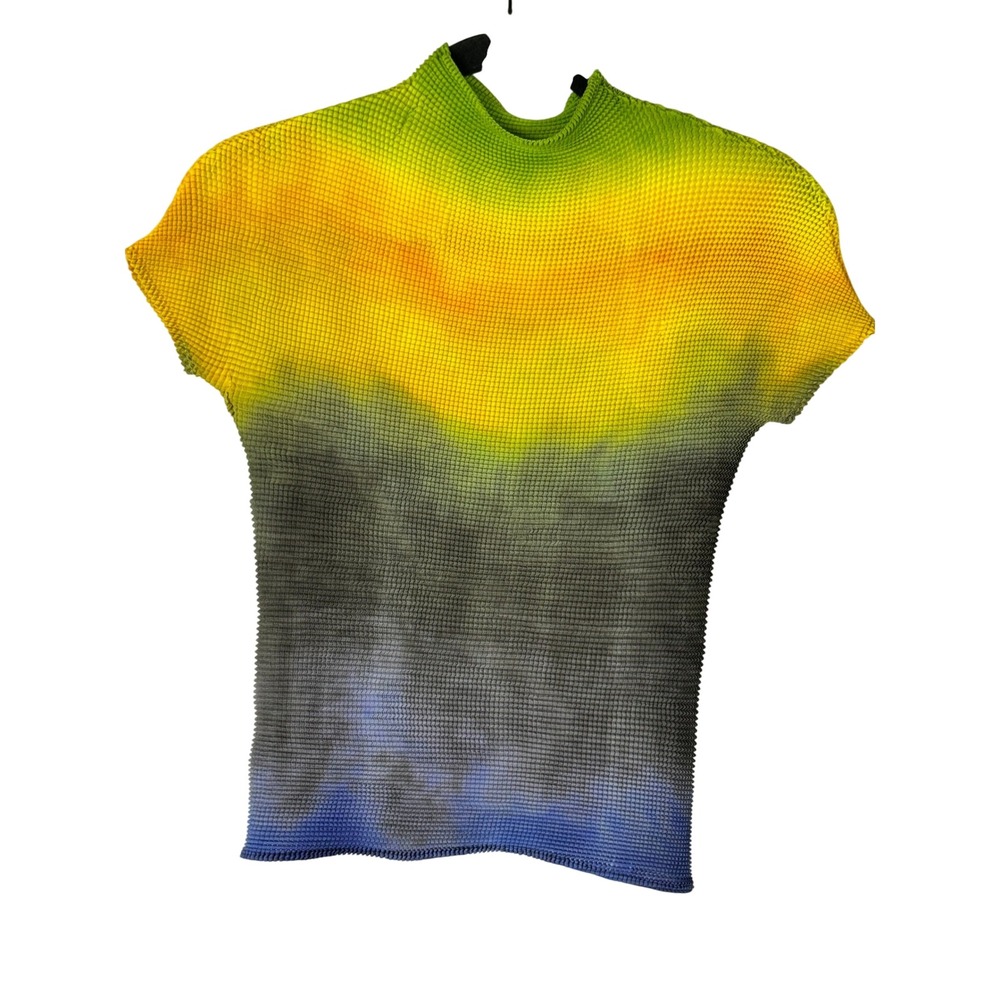 Ombre Gradient Mesh Textured Top Y2K Fairycore Grunge Stretch Festival Tee